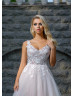 Beaded Lace Tulle Deep V Back Sexy Wedding Dress